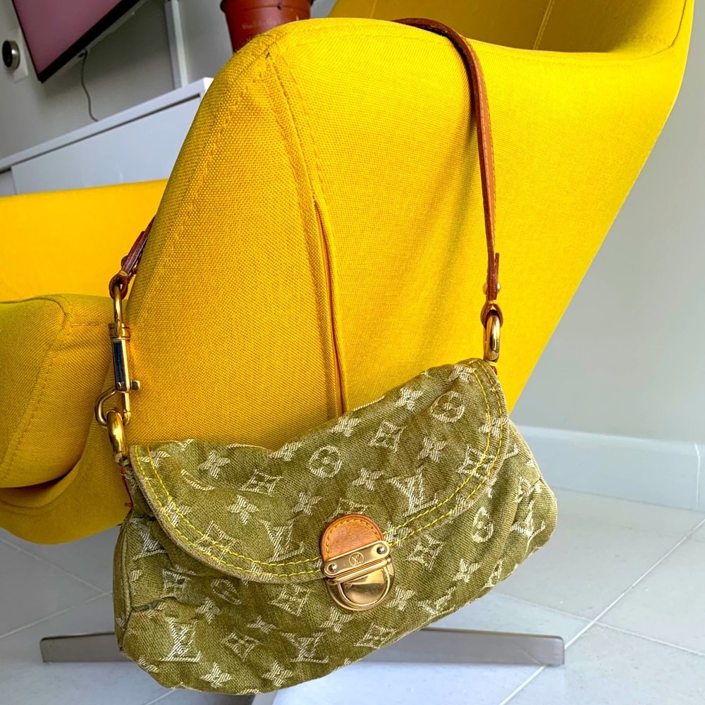 Authentic Louis Vuitton mini pleaty green denim